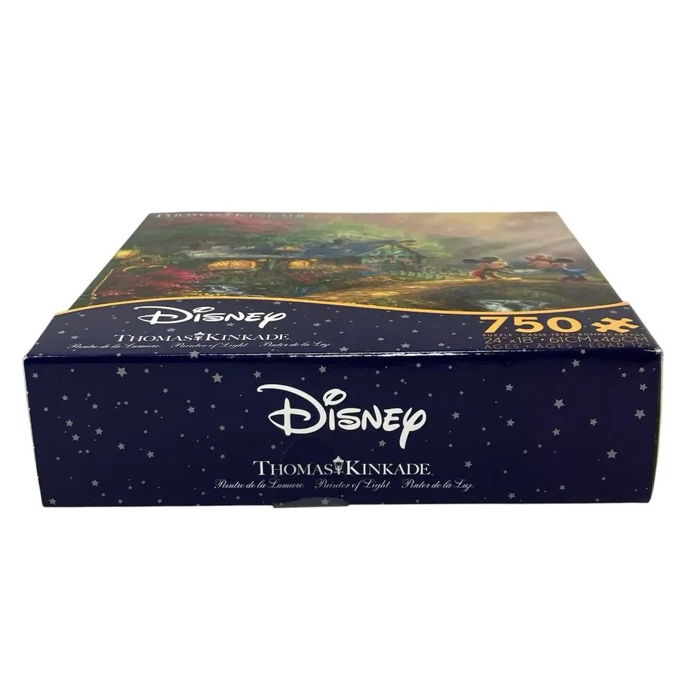 Disney Thomas Kinkade 750 Pc Puzzle Mickey Minnie Cottage Garden Scene‎ Romantic
